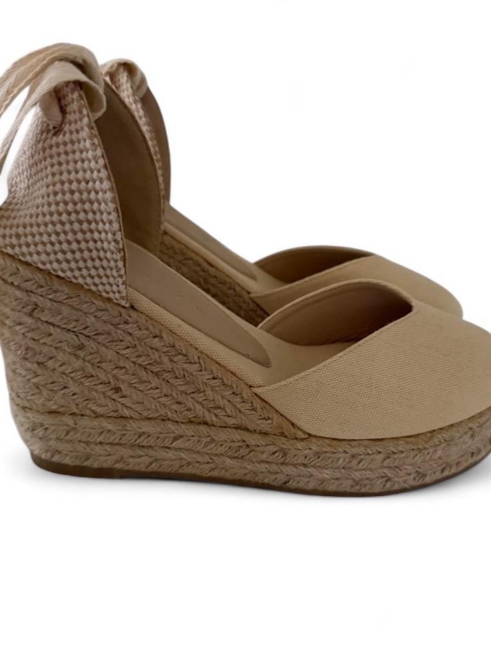 Women's Cream Espadrille Wedge Ankle-Tie Shoes - Picture 3 of 3
